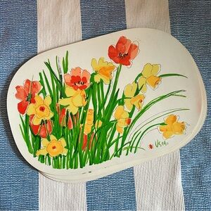 Vintage Vera‎ spring floral boho oval vinyl placemats